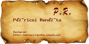 Páricsi Renáta névjegykártya